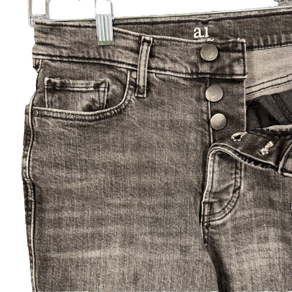 a.n.a High-Rise Straight Leg Goth Dark Charcoal Grey Raw Hem Style Jeans Sz 5